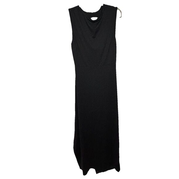 Halara Black Dress Womens XL Round Neck Twisted Cut Out Ruched Side Slit - Picture 6 of 8